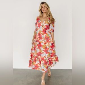 Baltic Born NWT Red Multicolor Floral Maxi Spring Summer Flowy Dress
